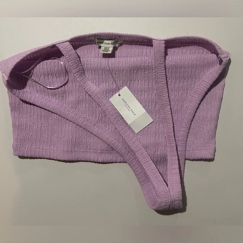 American Eagle Outfitters Lilac Asymmetrical Crop Top - Picture 3 of 5